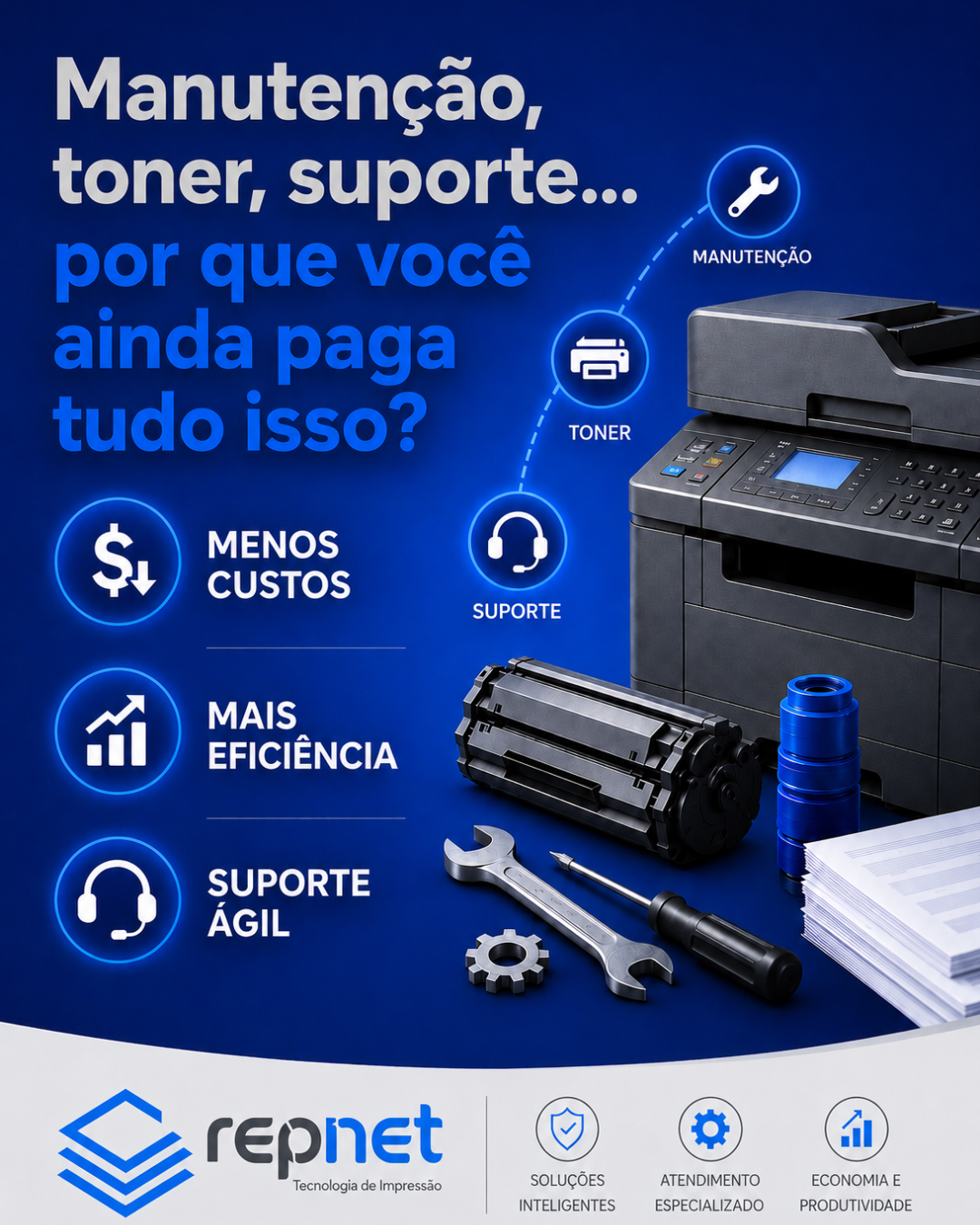 Manutenção, toner e suporte... por que você paga por tudo isso?
