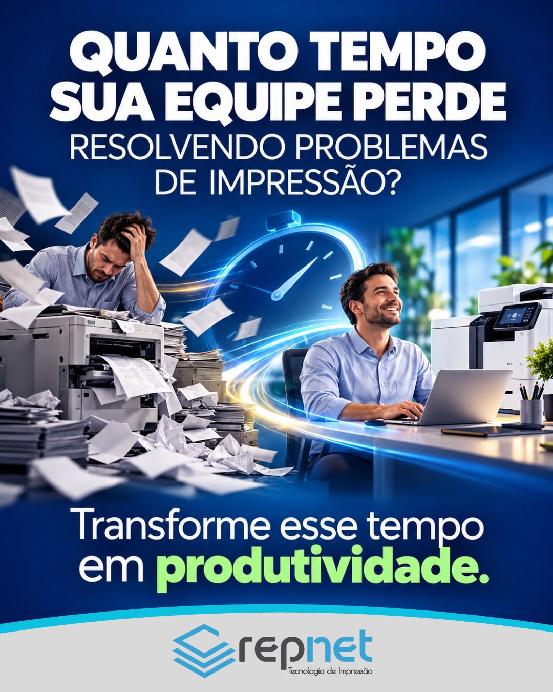 Quanto tempo sua equipe perde resolvendo problemas de impressão?